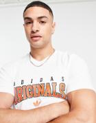 Adidas Originals 'retro Revival' Logo Graphics T-shirt In White
