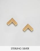Wolf & Moon Arrow Stud Earrings - Gold