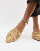 Asos Design Anklet With Mixed Shell Details In Gold - Gold