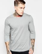 Asos 3/4 Sleeve T-shirt With Crew Neck In Gray - Gray