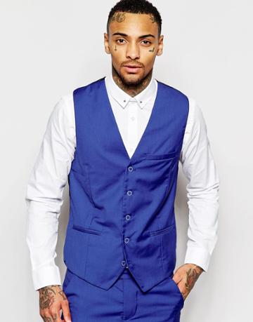 Rogues Of London Vest In Skinny Fit - Blue