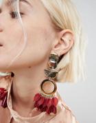 Asos Statement Petal And Shape Drop Earrings - Gold