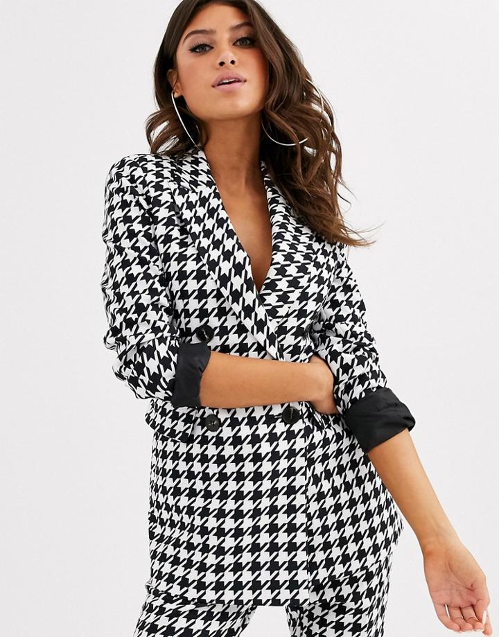 Asos Design Mono Dogstooth Suit Blazer-multi