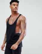 Asos Design Extreme Racer Back Tank With Contrast Stitch In Black - Multi