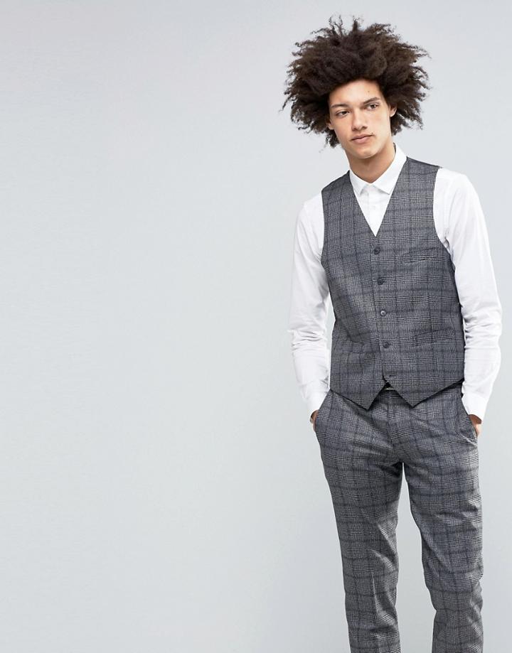 Feraud Heritage Premium Wool Check Vest - Gray