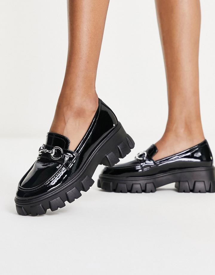 Glamorous Chunky Loafers With Gold Buckle Detail In Black