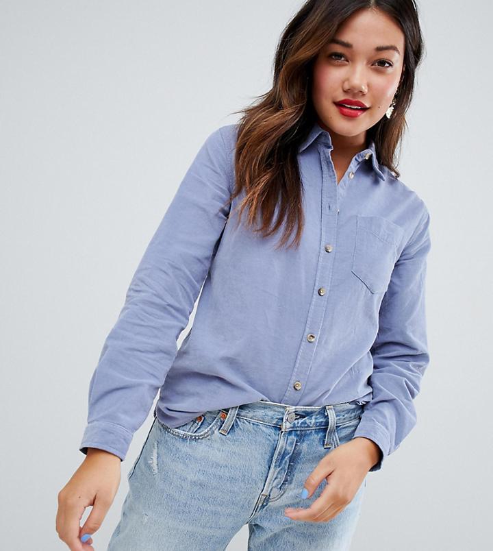 New Look Cord Boyfriend Shirt-blue