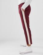 Asos Design Skinny Pants In Burgundy With Double Side Stripe-red