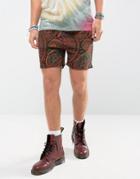 Asos Runner Shorts In Paisley Print - Red