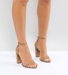Asos Design Highball Barely There Block Heeled Sandals-beige