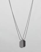 Asos Layered Dogtag Necklaces In Silver - Silver