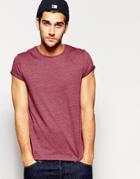 Asos Slim Fit T-shirt With Crew Neck And Roll Sleeve - Red Marl