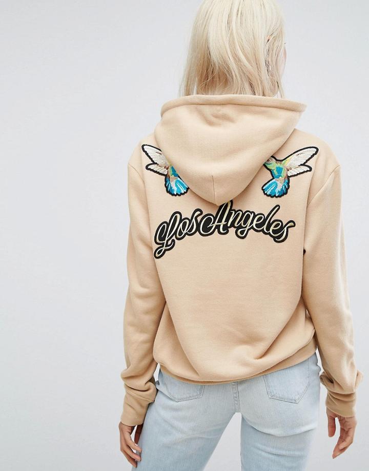Arrive Hoodie With Embroidered Back Detail - Beige