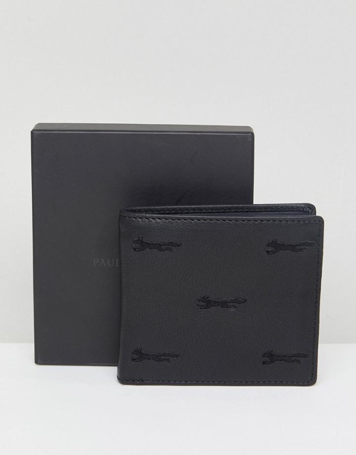 Paul Costelloe Leather Wallet With Embroided Foxes - Black