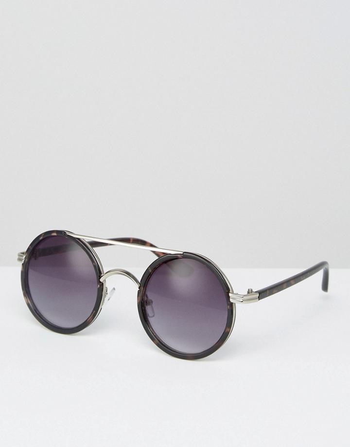 Missguided Round Wire Sunglasses - Black