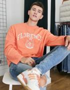 Asos Design Oversized Long Sleeve T-shirt With Florence City Print In Orange