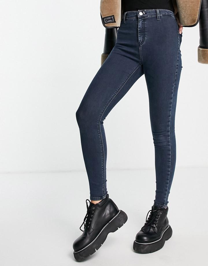 Topshop Joni Jeans In Blue Black