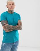 Asos Design T-shirt With Crew Neck And Roll Sleeve In Green