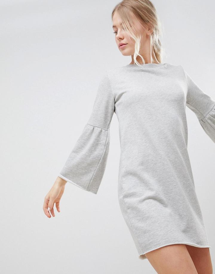 Jdy Prove Trumpet Sleeve Sweater Dress - Gray