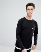 Le Breve Contrast Hem Long Sleeve Top - Black
