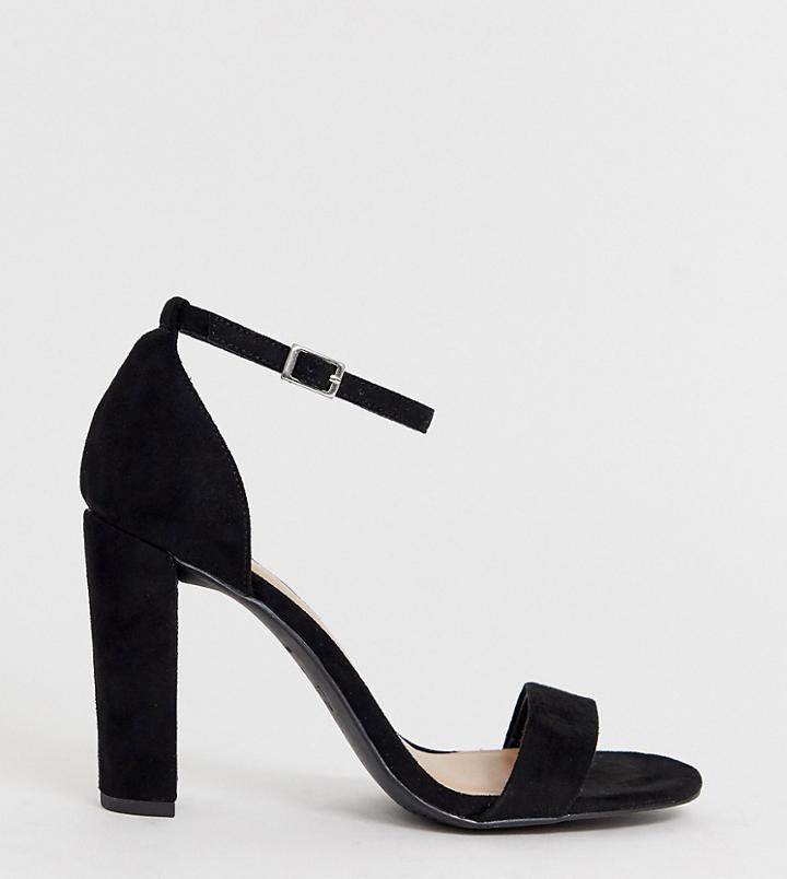 New Look Wide Fit Heeled Sandals In Black