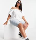 Asos Design Curve Off The Shoulder Sun Top With Volume Sleeves In Ivory-no Color