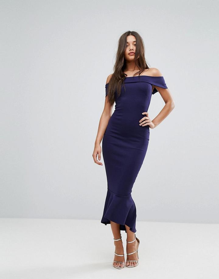 Lipsy Navy Bardot Maxi Dress - Navy