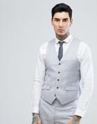Harry Brown Stretch Linen Wedding Pale Blue Slim Fit Suit Vest - Blue