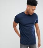 Asos Design Tall T-shirt With Crew Neck In Navy - Navy