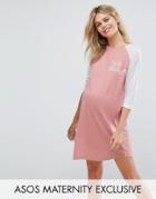 Asos Maternity Raglan Sleep Tee - Pink