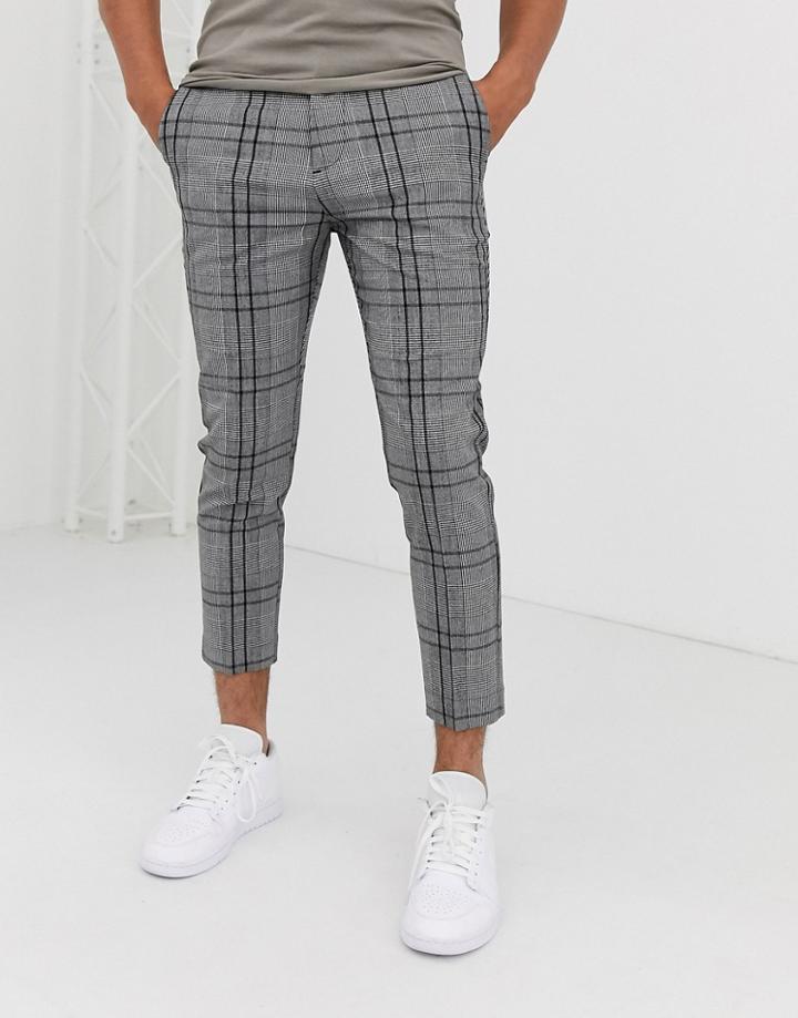 New Look Skinny Smart Pants In Large Scale Gray Check