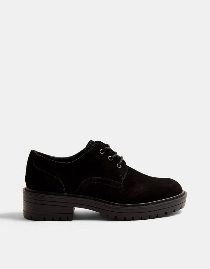 Topshop Lace Up Loafers In Black
