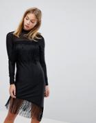 Y.a.s Fringe Mini Dress - Black
