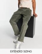 Asos Design Skater Fit Cargo Pants In Corduroy In Khaki-green