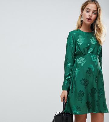 Y.a.s Petite Rose Satin Printed Dress - Green