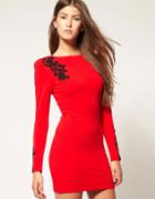 Motel Dress With Bordelle Detailing - Red