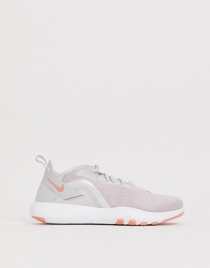 Nike Training Flex Sneakers In Gray And Pink