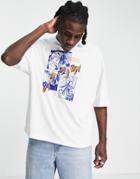 Asos Design Oversized T-shirt In White With Anime Front Print - White