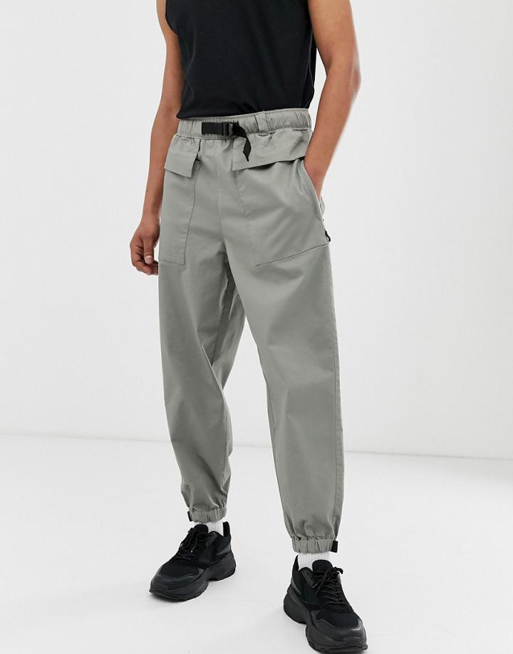 Asos Design Tapered Utility Pants In Gray - Gray