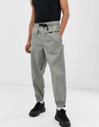 Asos Design Tapered Utility Pants In Gray - Gray