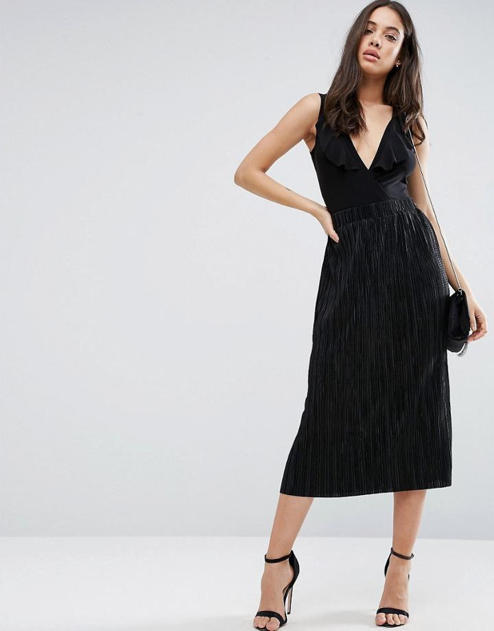 Love Pleated Midi Skirt - Black