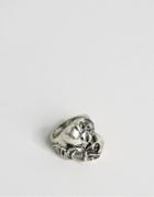 Asos Double Skull Ring In Silver - Silver