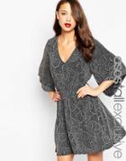 Asos Tall Night Glitter Plunge Kimono Dress - Multi