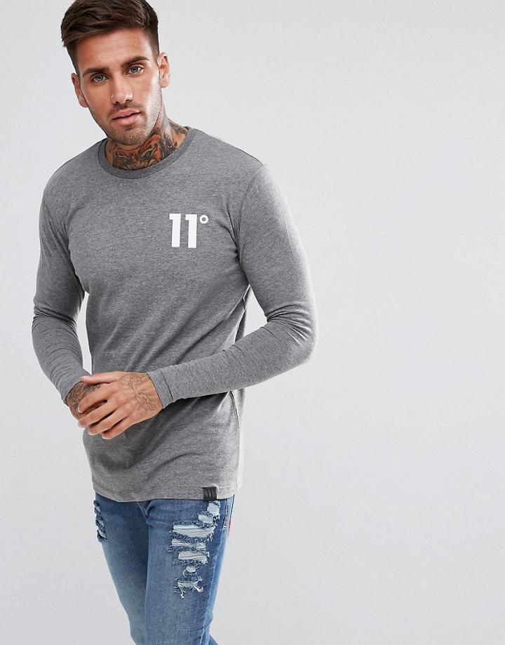 11 Degrees Muscle Long Sleeve T-shirt In Gray - Gray