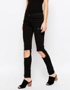 Cheap Monday Tight Skinny Jeans With Destroy Knees - Black