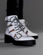 Asos Design Rion Chunky Cut Out Boots In Reflective-silver