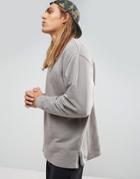 Asos Oversized Longline Sweatshirt With Side Zips In Gray - Gray
