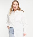 Influence Plus Poplin Shirt With Gathered Sleeve In White