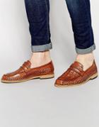 Frank Wright Woven Loafers In Tan - Tan