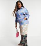 Liquorish Curve Shirt Jumpsuit In Ditsy Floral Print-multi